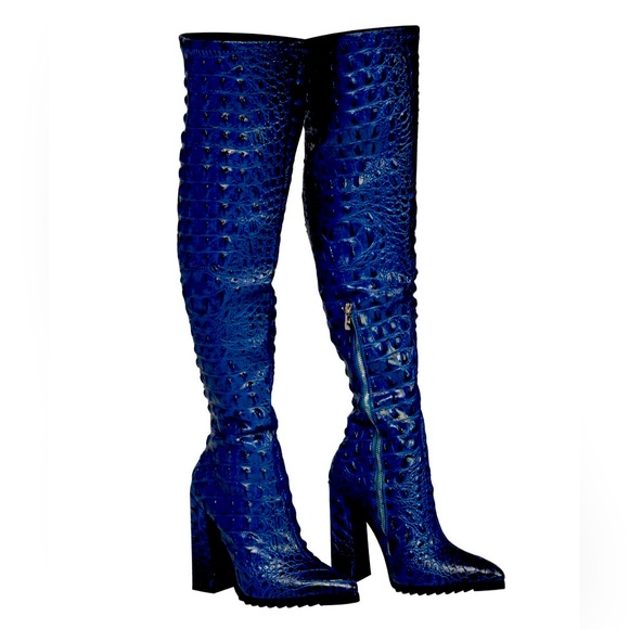 SOLD!!! BRAND NEW Shane Justin Blue Reptile Boots. - Picture 4 of 6